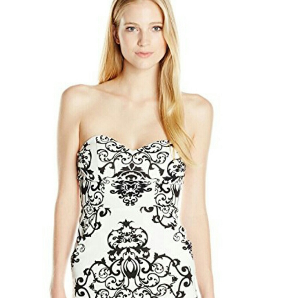 Great gift! White & black damask graphic print dress, 5/6